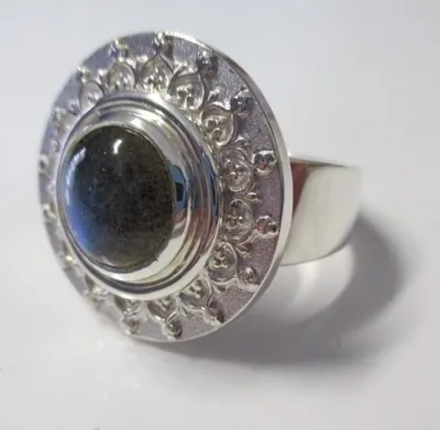 Produktbild von Silberring, orientalisch mit Labradorit Cabochon #56