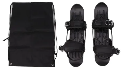 Produktbild von Ein Paar kurze Mini-Ski-Skates, schwarz, einfache Richtungskontrolle, verstellbar für Snowboard-Skifahren