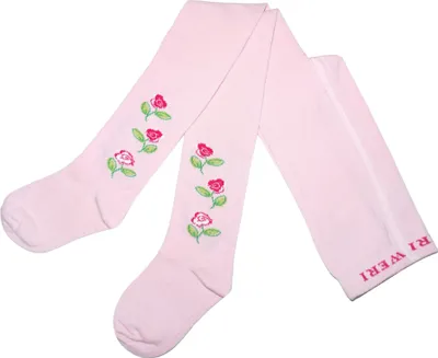 Produktbild von Kinderstrumpfhosen für Mädchen aus Baumwolle Blüten Hellrosa Größe 74