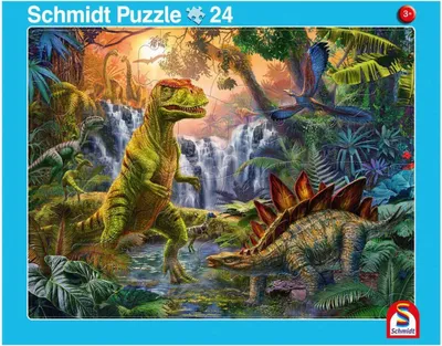 Produktbild von Schmidt Spiele 56786 2erSet Rahmenpuzzle Giganten der Urzeit 24T /Dinosaurierwelt 40T