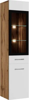 Immagine prodotto di Badplaats Colonna Bagno Rio 30 x 30 x 131 cm – Rovere con Bianco – Colonna Sospesa con 2 Ante