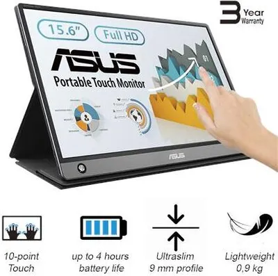 Obrázek produktu pro ASUS MB16AMT, 39,6 cm (15.6"), 1920 x 1080 px, Full HD, LED, 5 ms, Černá, Šedá