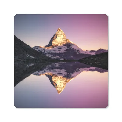 Produktbild von MuchoWow® Mauspad Mousepad Matterhorn bei Sonnenaufgang vom Riffelsee in der Schweiz 30x30 cm - Mousepads - Maus Mat - Pad - Mausunterlage - Gaming