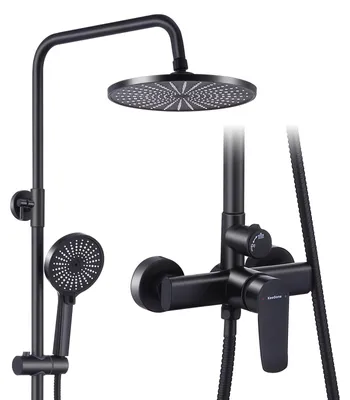Duschsystem mit Wasserhahn, Edelstahl, 26 cm Regendusche, 3 Strahlarten