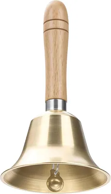 Productafbeelding van Super luide handbel metalen bellen met houten handvat - Bruiloft - Diertraining - Kantoor - Maaltijd - Meditatie (8 cm)