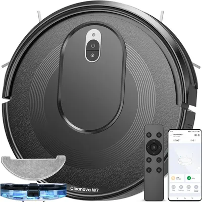 Image de Robot aspirateur et nettoyeur, 3-en-1, puissance d'aspiration de 4000 Pa, autonomie maximale de 120 minutes, buse anti-enchevêtrement, contrôle via application/voix/télécommande, aspirateur robot