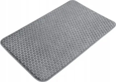 Zdjęcie produktu dla Szary Dywanik Łazienkowy 50X80 Cm Miękki Geometryczny Wzór Antypoślizgowy