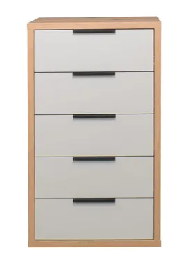 Produktbild von FURNARO Kommode Clyde Schubladenkommode B/H/T: 64x110x45 cm, Farbe:Asteiche/ kreidegrau matt lack