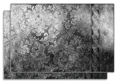 Produktbild von Wallario Frühstücksbrettchen 2er Set aus Glas, je 20 x 30 cm, mit rutschfesten Füßen, Motiv Schnörkelmuster in grau