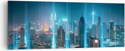 Produktbild von Bild auf Leinwand - Leinwandbild - Stadt Nacht Straße - 140x50cm - Wand Bild - Wanddeko - Leinwanddruck - Bilder - Kunstdruck - Wanddekoration - Leinwand bilder - Wandkunst - AB140x50-3903