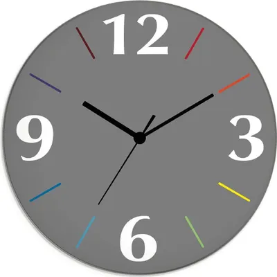 Produktbild von ARTland Glas Wanduhr Quarzuhr - 12 Ziffern / schwarzer Zeiger Trendfarbe Grau-Bunt Größe: 30x30 cm