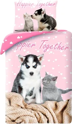 Productafbeelding van Animal Pictures Dekbedovertrek Happier Together 140 x 200 cm 70 x 90 cm - Katoen