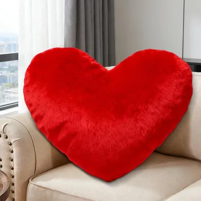 Image de Omgoods - Coussin en forme de cœur en peluche, 36 x 46 cm, idéal pour la décoration et comme cadeau