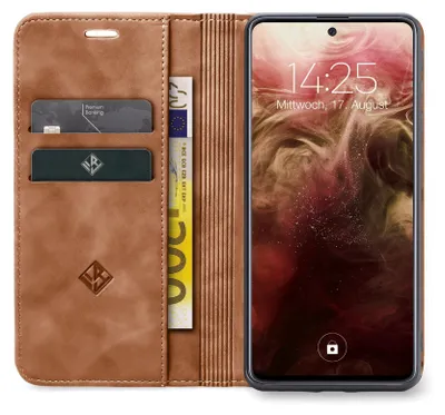 Produktbild von Handy Hülle für Samsung Galaxy S21 5G Klapphülle Bookcase Flip Cover Handy Tasche Etui Farbe: Hellbraun