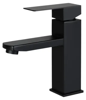 Image de Robinet de lavabo, mélangeur à levier unique, noir, en acier inoxydable, 17,3 cm