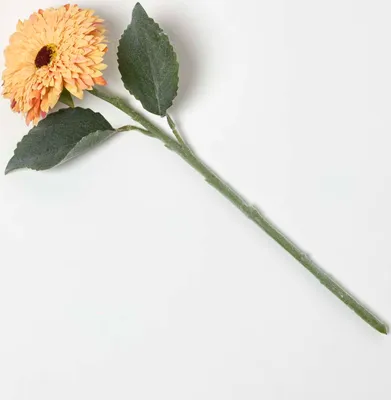 Produktbild von HOMESCAPES Gerbera-Blüte mit langem Stiel – gelbe Kunstblume in Trockenoptik, 44 cm