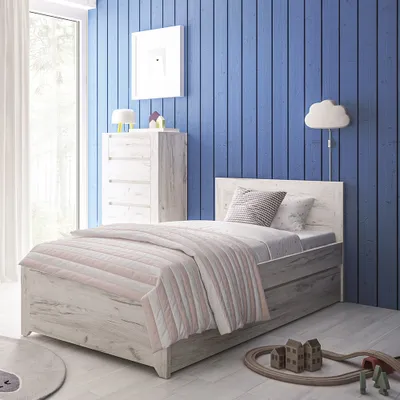 Produktbild von Jugendzimmer Set 2-teilig AMANTEA-129 mit Bett 90x200 in weiß Eiche