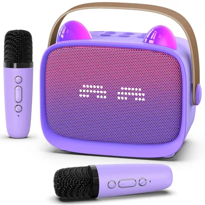 Produktbild von Karaoke Maschine mit 2 Karaoke Mikrofonen Kinder: Mini Karaoke Maschine Geschenk Mädchen mit Mikrofon Kindertag Geschenk Spielzeug