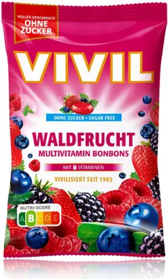Produktbild von VIVIL Waldfrucht Multivitaminbonbons ohne Zucker | 120g