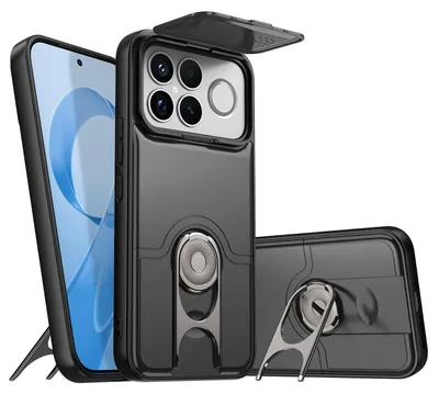 Obrázek produktu pro Pouzdro pro Xiaomi Poco F8 Ultra / Redmi K90 Pro Max, Posuvným krytem fotoaparátu a kroužkovým stojánkem, nárazuvzdorné ochranné pouzdro Černá