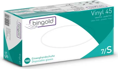 Produktbild von Einweghandschuh Vinyl 45 604650 S transparent 100 Stück Packung mit 10 Stück