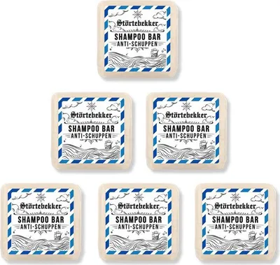 Produktbild von Störtebekker Festes Shampoo Anti-Schuppen 6x 100 g - Handgefertigtes, veganes Shampoo für Herren & Damen - Piroctone Olamine für langfristigen Effekt