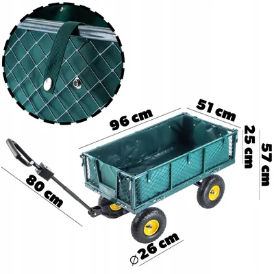 Produktbild von KADAX Netzgartenwagen mit abnehmbarer Plane, Tragkraft 300 kg, Bollerwagen aus pulverbeschichtetem