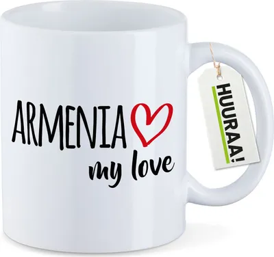 Produktbild von Huuraa Kaffeetasse Armenia my love 330ml Weiß Keramik Kaffeebecher Geschenkidee