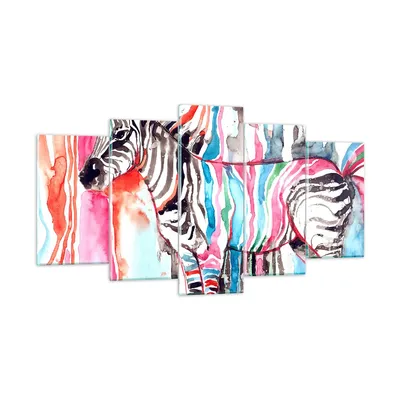 Produktbild von Bilder auf glas - Zebra Tiere Natur bunte - 160x85cm - Glasbilder - Wandbilder - Kunstdruck - zum Aufhängen bereit - Wanddekoration aus Glas - Glas Bilder - Wandbild auf Glas - GEA160x85-3075