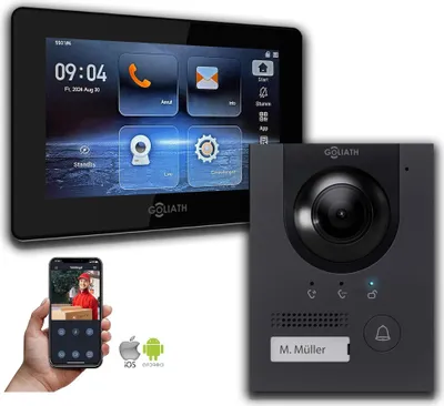 Produktbild von IP Gegensprechanlage | 7 Zoll Monitor | Anthrazit : 1 Monitor : 7 Zoll Schwarz : Unterputzdose Monitor Anzahl: 1 Monitor Monitor Farbe: 7 Zoll Schwarz Montage: Unterputzdose