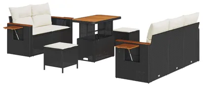 Immagine prodotto di vidaXL Set di divani da giardino 8 pezzi in polirattan nero