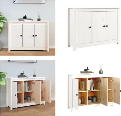 Produktbild von vidaXL Sideboard Weiß 100x35x74 cm Massivholz Kiefer - Sideboard - Sideboards - Schrank - Lagerschrank