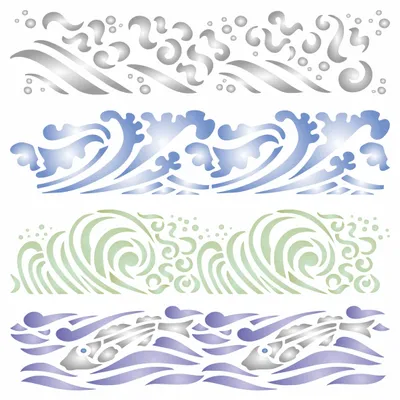 Wellen-Stencil S 11,43x11,43 cm – Meer-Küstenrand Schablone