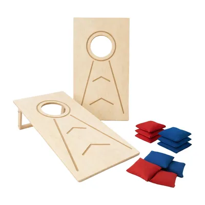 Immagine prodotto di Cornhole Giochi da Festa Outdoor Indoor, Gioco da Spiaggia | Gioco di Lancio per Bambini e Adulti con Sacchetti Inclusi – 2 × Tavole Cornhole & 2 × 5