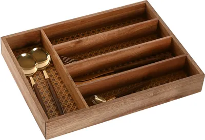 Obrázek produktu pro Podnos na příbory Home ESPRIT přírodní akáciové dřevo 34,5 x 25,5 x 5 cm
