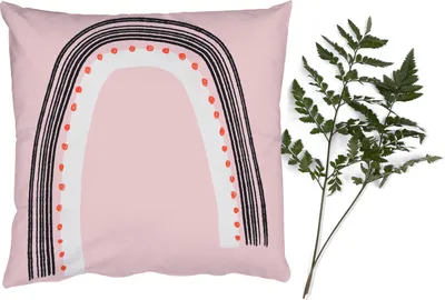 Produktbild von MuchoWow® Zierkissen Sofakissen Wohnzimmer Dekokissen 45x45 cm Regenbogen - Minimalismus - Rosa - Schlafpolster - Polster für das Sofa