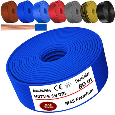 Obrázek produktu pro 80 metrů přívodního kabelu H07 V-K DBL, 1x16 mm², tmavě modrá, jednodrátový, flexibilní