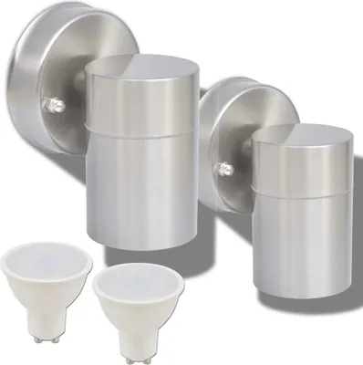 Produktbild von vidaXL Outdoor LED-Wandleuchten 2 Stk. Edelstahl Abwärtsstrahlend