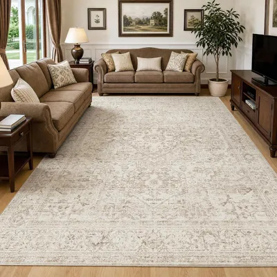 Produktbild von Beiges, vintage-Stil, waschbares Teppich für Wohnzimmer oder Schlafzimmer