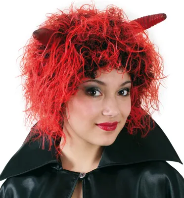 Produktbild von Diabolo Teufel Teufelin Perücke mit Hörner Karneval Fasching Party Cosplay
