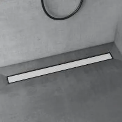 Image de doporro Caniveau de Douche Italienne Extra Plate Chromé en Inox 100 cm Drain de Sol à Carreler avec Siphon et Filtre KE110