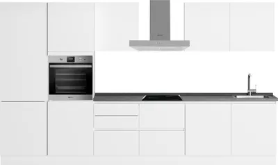 Produktbild von ROCTOR RT9001BA Moderne Küchenzeile mit Elektrogeräte, Top Soft Polarweiß, 362,5 cm Länge, Grifflos