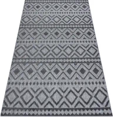 Produktbild von Teppich Strukturell SOLE D3852 Boho Diamanten flach gewebt grau Grau 180x270 cm