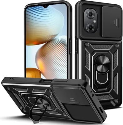 Produktbild von Xiaomi Poco M4 5G Hülle mit Ring Ständer Halter Dia Kameraschutz TPU PC Schutzhülle für Xiaomi Poco M4 5G Schwarz