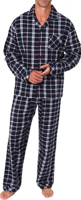 Produktbild von Normann Herren Flanell Schlafanzug Pyjama in eleganter Karo Optik - auch in Übergröße ; marine/rot , 64