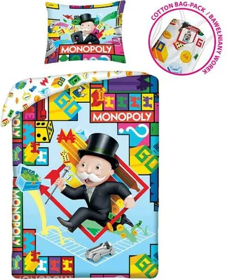 Obrázek produktu pro Bavlněné povlečení 140x200 Monopoly + bavlněný povlak na polštář 70x90 1103BL Halantex