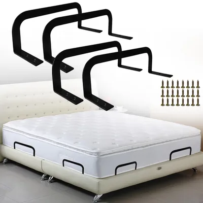 Produktbild von Rutschfeste Matratzenhalter, 4er-Set, Matratzenstabilisatoren, rutschfeste Matratzenstopper, rutschfeste Stopper für Bettgestelle, Schraubbefestigung, Matratzenhalter für Matratzen mit einer Breite von 10–30 cm