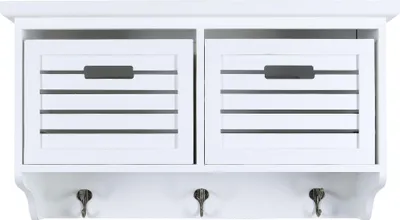Image de Étagère murale blanc crème Portemanteau mural 75 cm Armoire murale Étagère vintage Tiroirs de rangement