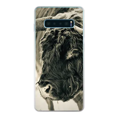 Produktbild von MuchoWow® Handyhülle Schutzhülle Hülle für Samsung Galaxy S10 Plus Schottischer Highlander - Schnee - Hörner Silikon Softcase Handy Hülle - Schutzhülle