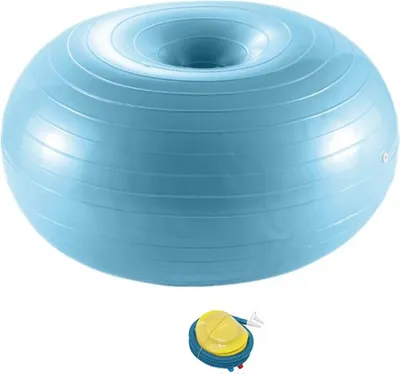 Produktbild von Übung Donut Yoga Ball Workout Kerntraining Stabilität für Pilates Gleichgewicht mit aufblasbarer Pumpe , Durchmesser 50 cm, blauer